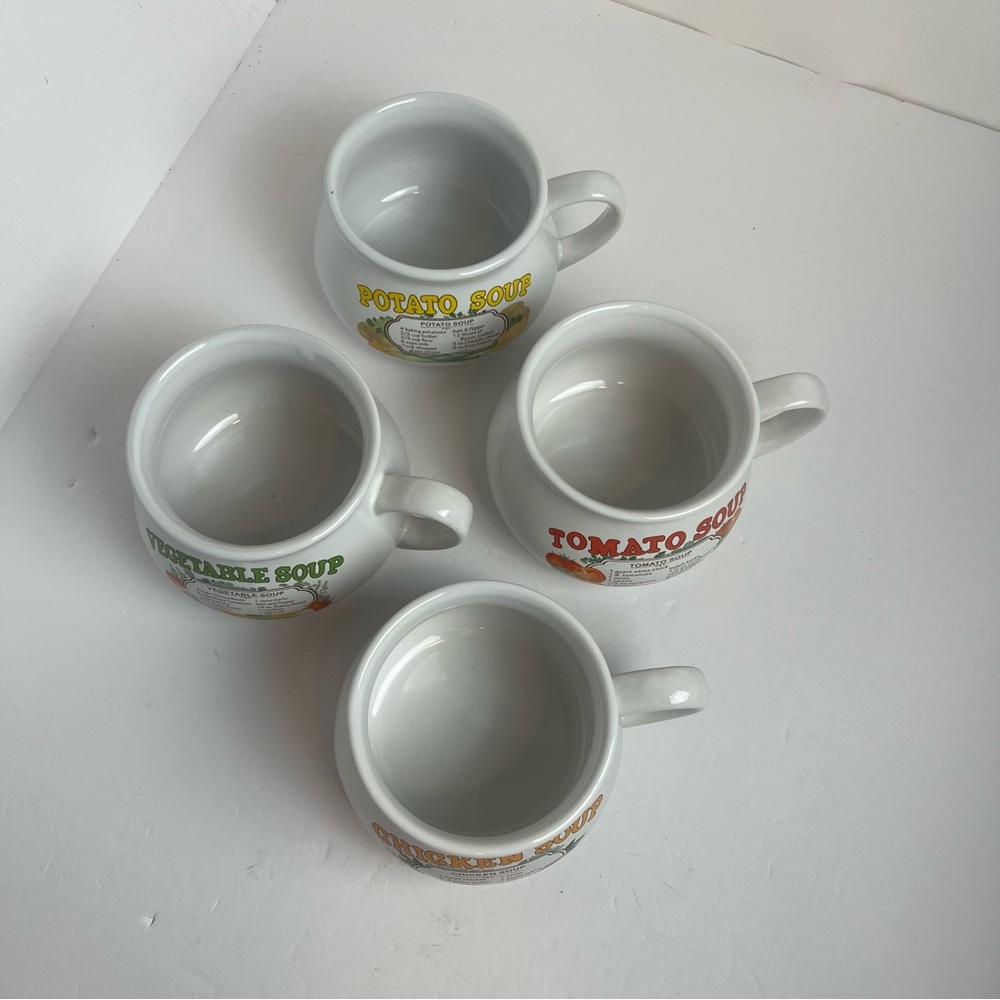 Dat’l Do-It Recipe Soup Ceramic Mugs Set of 4 Chicken Potato Tomato Vegetable - Picture 2 of 16
